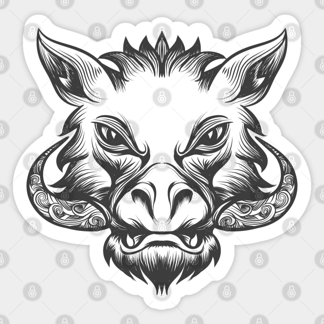 Boar head Sticker by devaleta